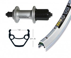 Bike-Parts 26ŽŽ Hinterrad Exal ZX 19 + Shimano Alivio M430 8-fach (QR), Dimension:19-559 (26x1.90ŽŽ), Ausführung:silber/silber/Niro
